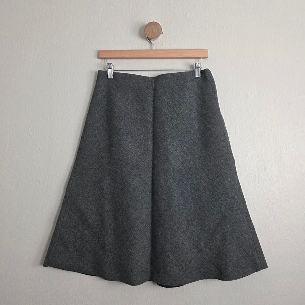 Everlane Premium Wool Flared A-Line Midi Skirt Charcoal Gray 10